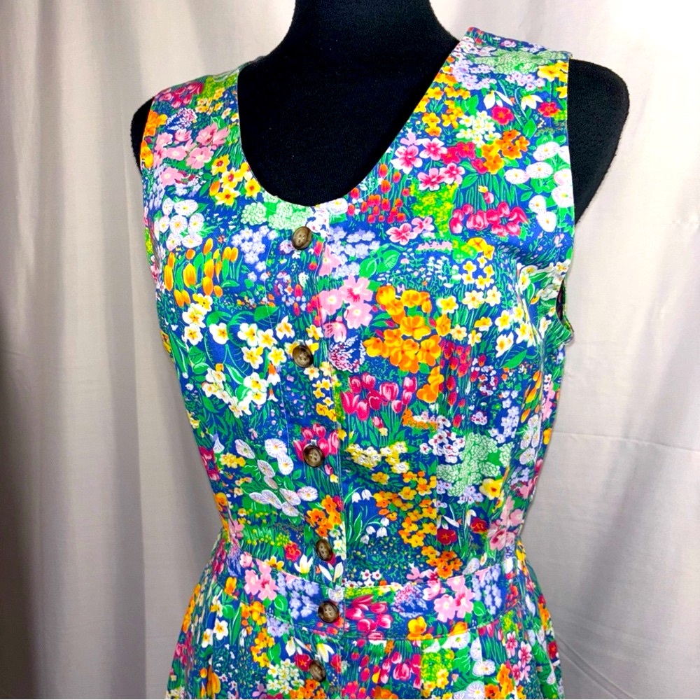Floral Sleeveless Dress Manor House MIDI Pockets Medium Cottagecore - Picture 2 of 7